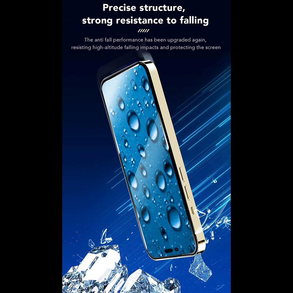 Anank 3X Reinforced Screen Protector Film for Apple iPhone 14 Pro, Tempered Glass, Full Glue, 2.5D, Black