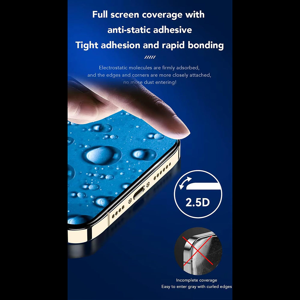 Anank 3X Reinforced Screen Protector for Apple iPhone 15 Pro, Tempered Glass, Full Glue, 2.5D, Black