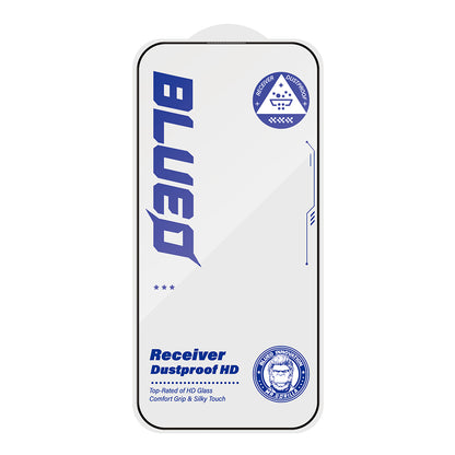 Blueo Anti-Dust HD Screen Protector for Apple iPhone 16 / 15, Tempered Glass, Full Glue, Black