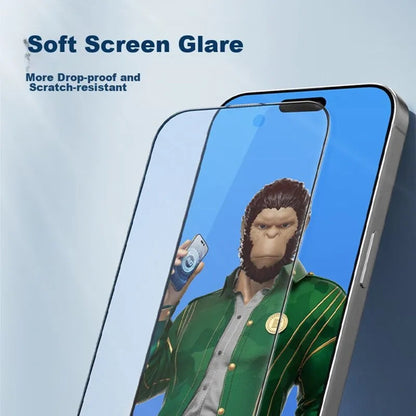 Blueo Anti-Glare Screen Protector Film for Apple iPhone 15 Pro, Tempered Glass, Full Glue, Black