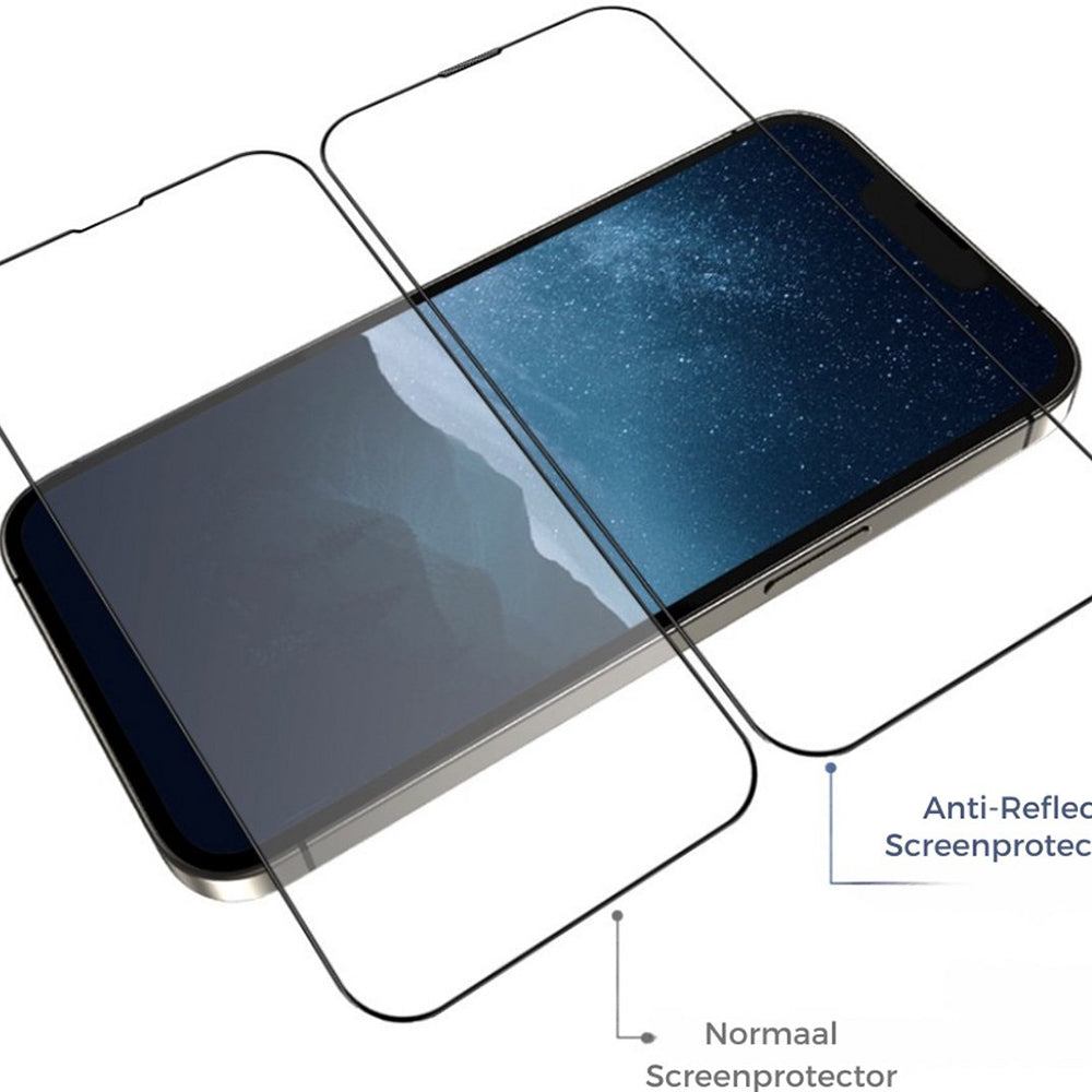 Blueo Anti-Reflective HD Screen Protector Film for Apple iPhone 15 Pro, Tempered Glass, Full Glue, Black