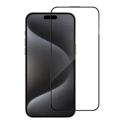 Blueo Anti-Reflective HD Screen Protector for Apple iPhone 16 / 15, Tempered Glass, Full Glue, Black