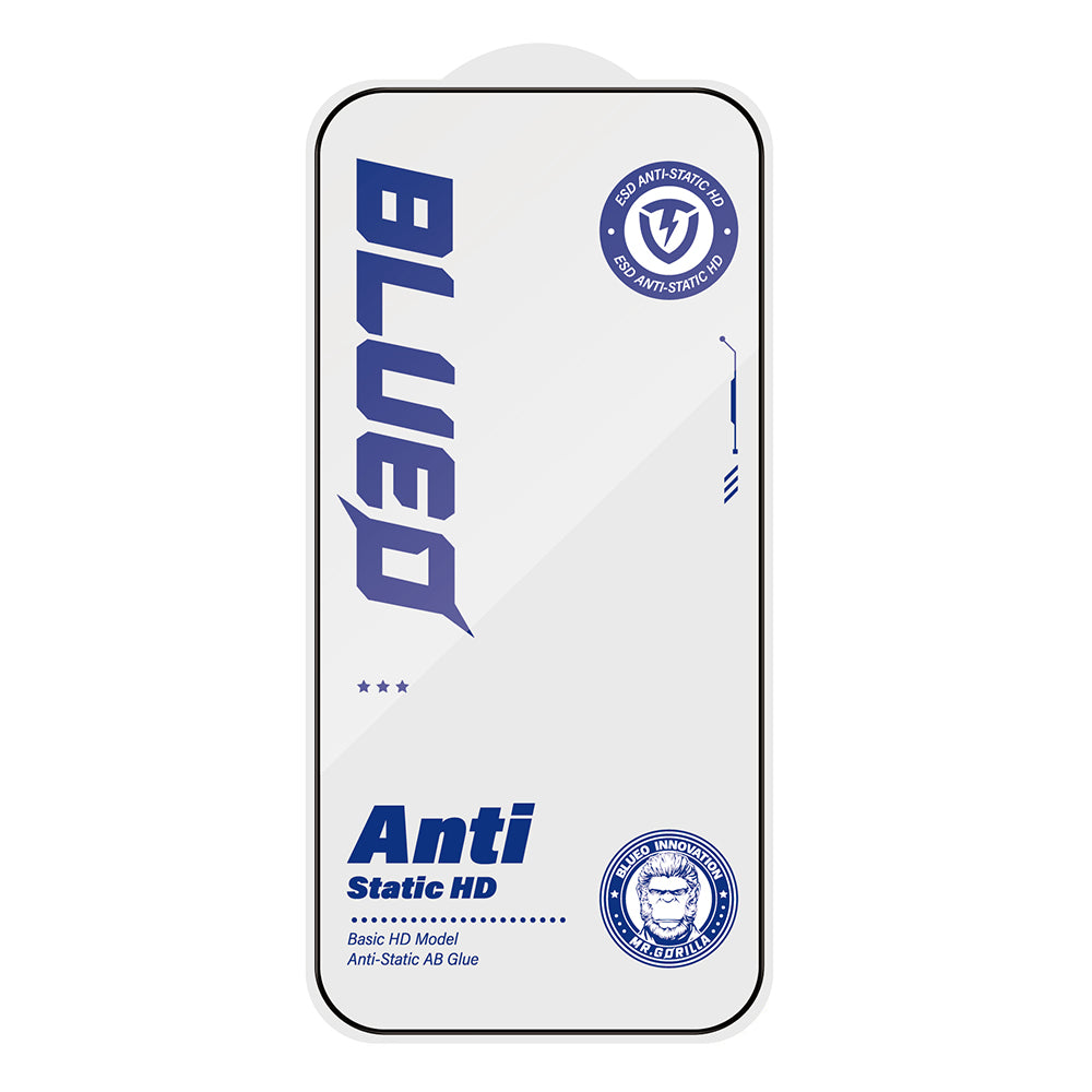 Blueo Anti-Static HD Screen Protector Film for Apple iPhone 18 Pro Max / 17 Pro Max / 16 Pro Max, Tempered Glass, Full Glue, Black