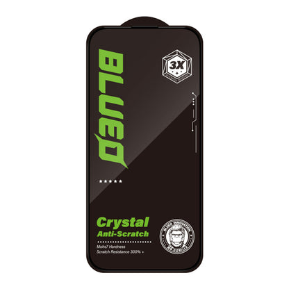 Blueo Crystal Anti-Scratch Screen Protector for Apple iPhone 16 / 15, Tempered Glass, Full Glue, Black