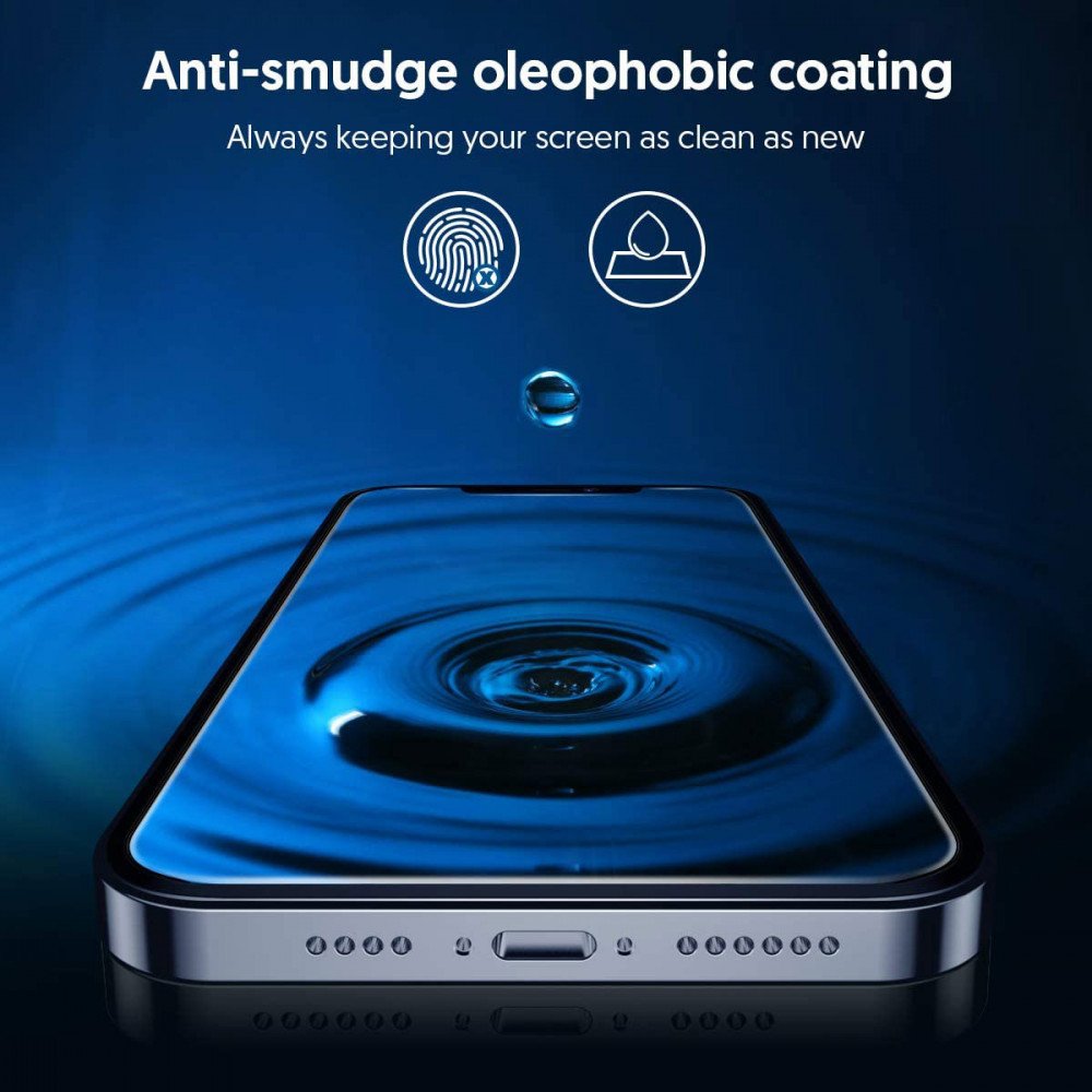 Blueo Silk HD Screen Protector Film for Apple iPhone 16 / 15, Tempered Glass, Full Glue, Set of 5 pieces, 2.5D, Black