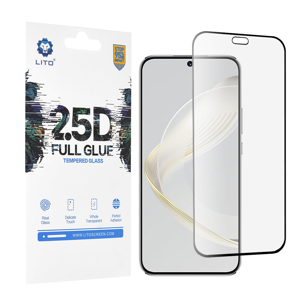 Lito Screen Protector Film for Huawei nova 12s / nova 11, Tempered Glass, Full Glue, 2.5D, Black