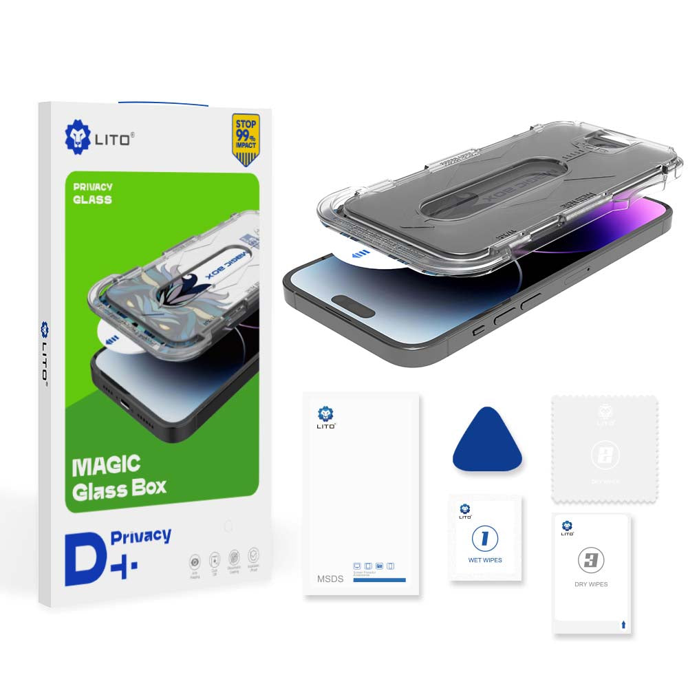 Privacy Screen Protector Lito Magic Glass Box D+ Tools for Apple iPhone 11 Pro, Tempered Glass, Full Glue