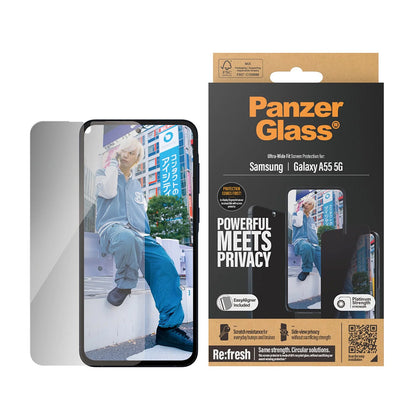 PanzerGlass Ultra-Wide Fit Privacy Screen Protector for Samsung Galaxy A55 5G A556, Tempered Glass, Full Glue