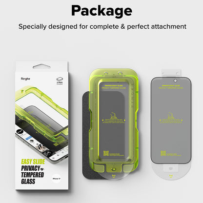 Privacy Screen Protector Ringke Easy Slide for Apple iPhone 17 Pro Max, Tempered Glass, Full Glue, Set of 2 pieces