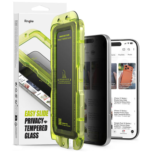 Privacy Screen Protector Ringke Easy Slide for Apple iPhone 18 Pro, Tempered Glass, Full Glue, Set of 2 pieces