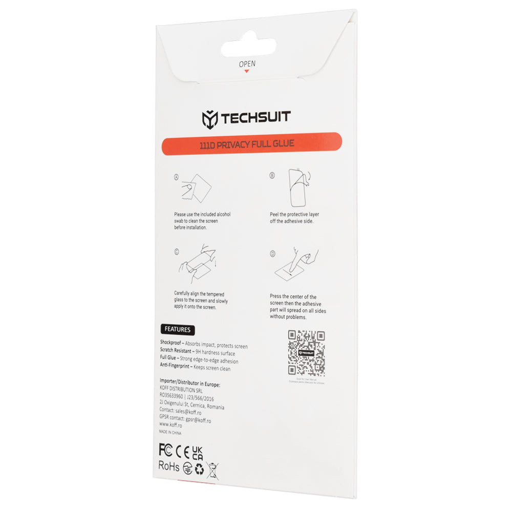 Privacy Techsuit Screen Protector for Google Pixel 10a, Tempered Glass, Full Glue, 111D