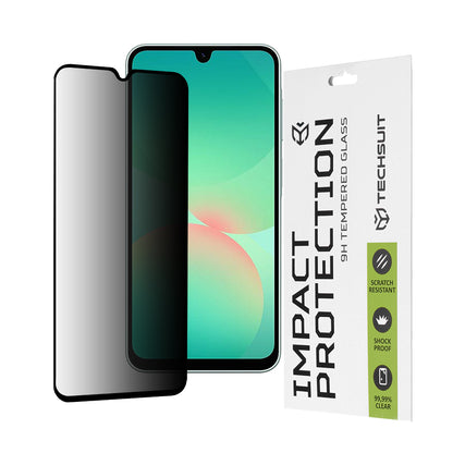 Privacy Techsuit Screen Protector Film for Samsung Galaxy A26 A266, Tempered Glass, Full Glue, 111D