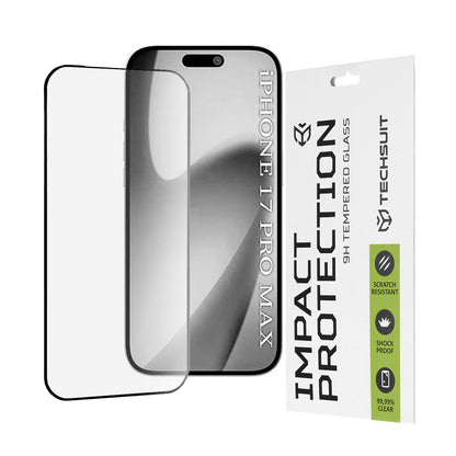 Techsuit Screen Protector for Apple iPhone 17 Pro Max, Tempered Glass, Full Glue, 111D, Black