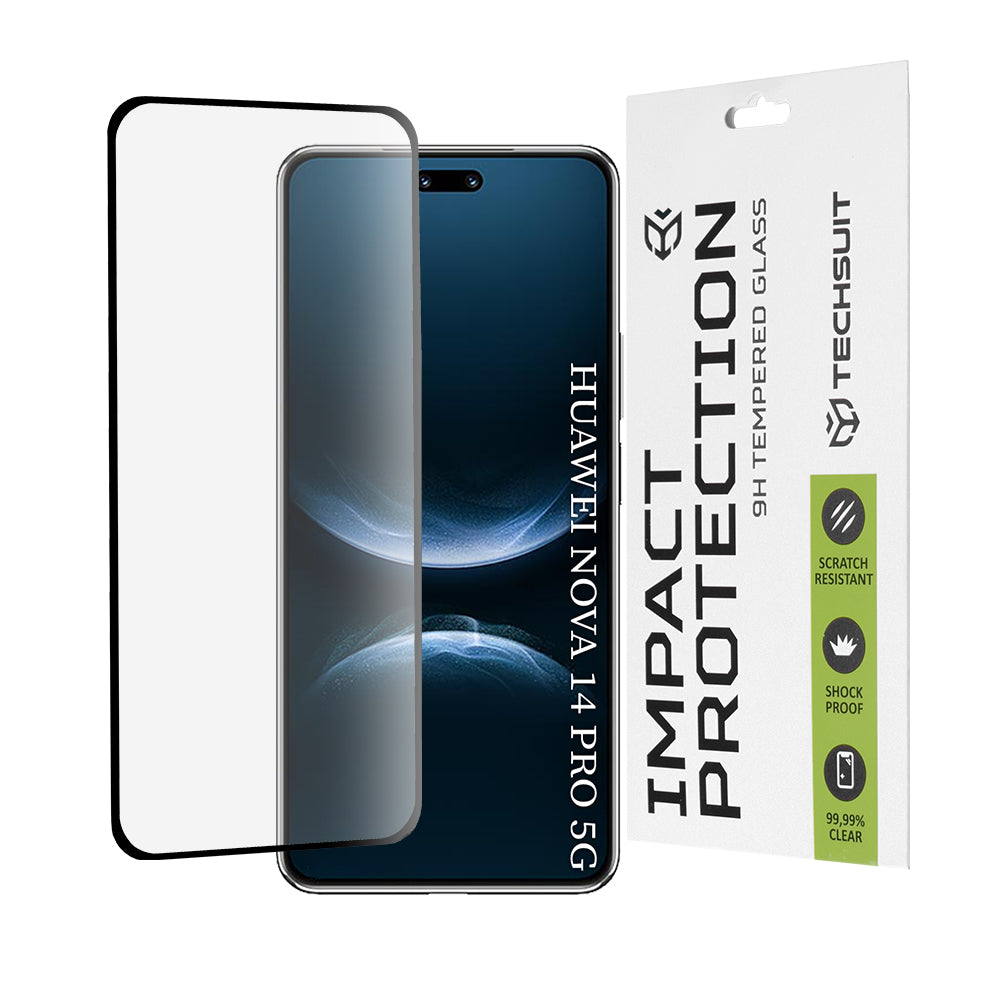 Techsuit Screen Protector for Huawei nova 14 Pro, Tempered Glass, Full Glue, 111D, Black