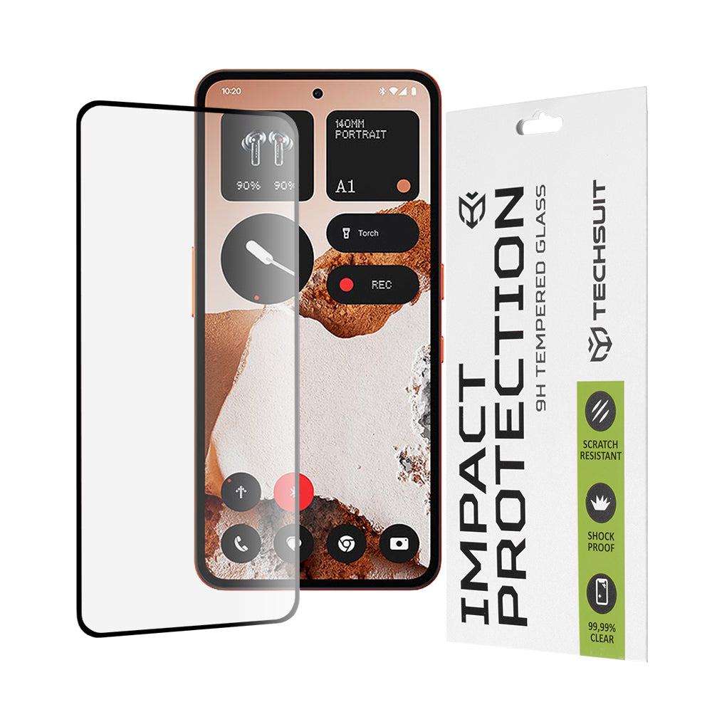 Techsuit Screen Protector Film for Nothing CMF Phone 2 Pro, Tempered Glass, Full Glue, 111D, Black