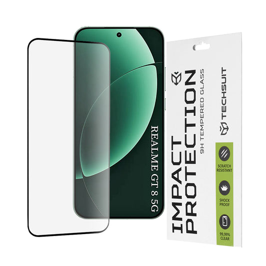 Techsuit Screen Protector for Realme GT 8 Pro, Tempered Glass, 111D, Black