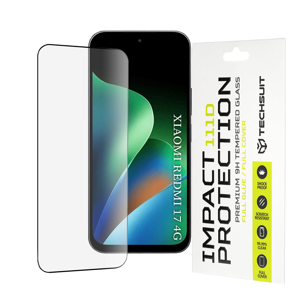 Techsuit Screen Protector Film for Xiaomi Redmi 17 5G / 17 4G, Tempered Glass, Full Glue, 111D, Black