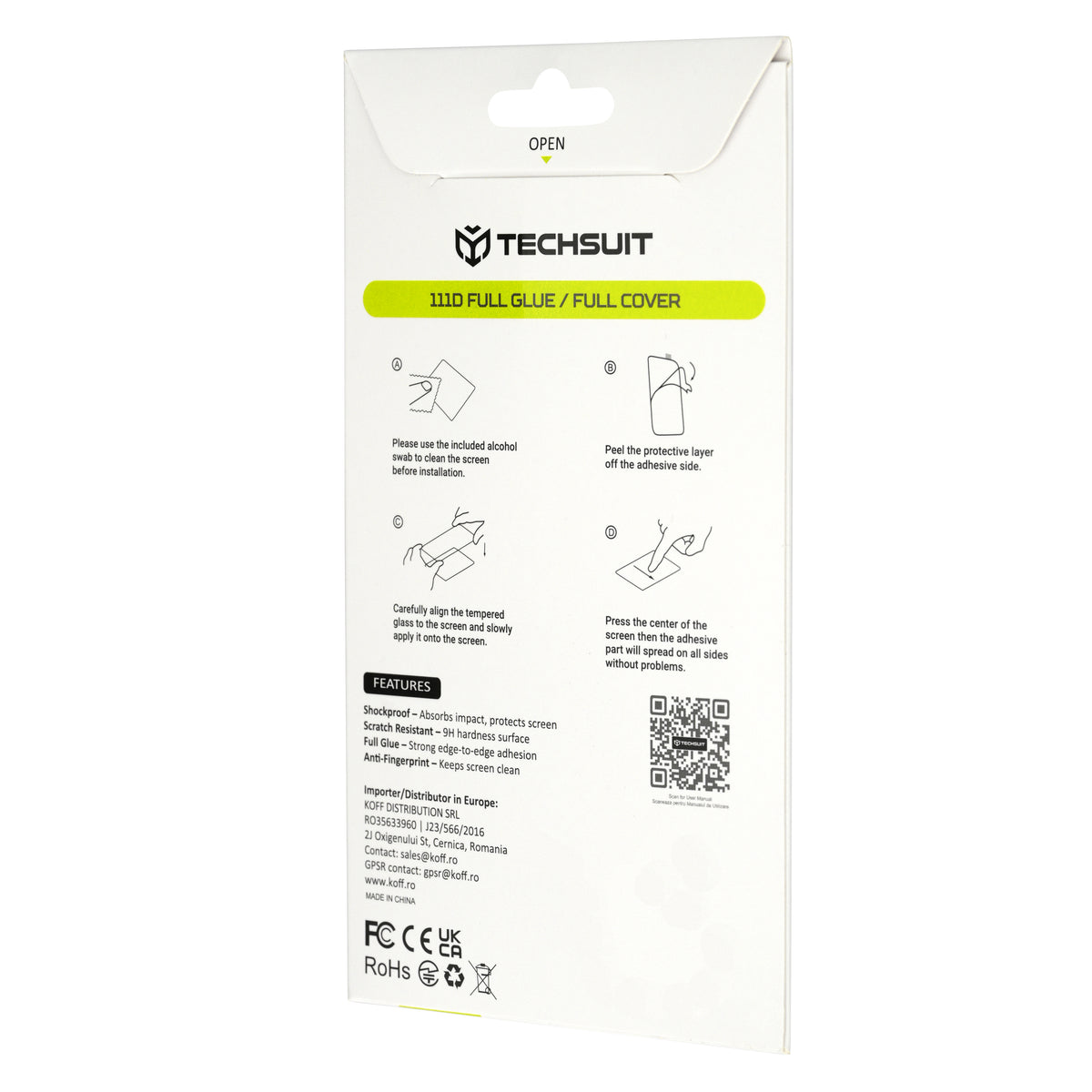 Techsuit Screen Protector for Xiaomi Redmi Note 17 4G / Note 17 5G, Tempered Glass, Full Glue, 111D, Black