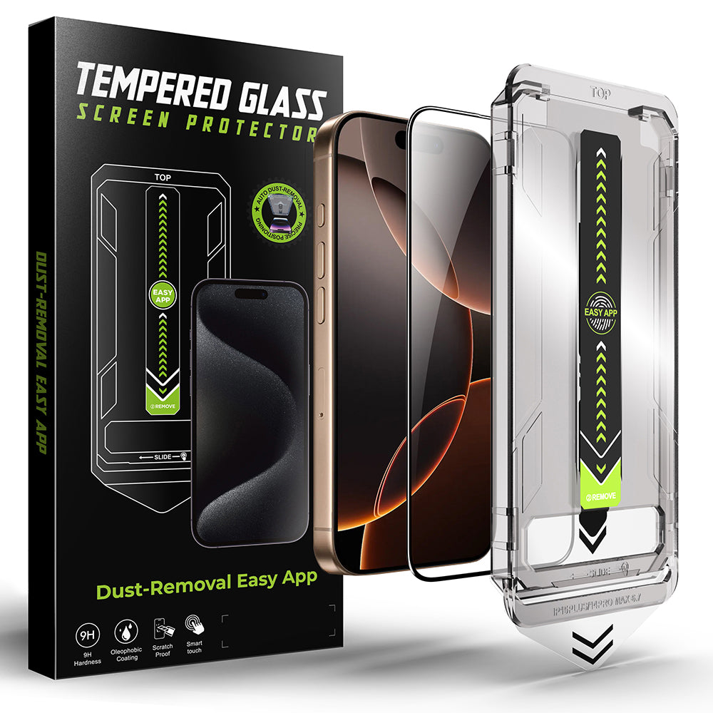 Techsuit TitanGlass Screen Protector for Apple iPhone 14 Pro, Tempered Glass, Full Glue, Black