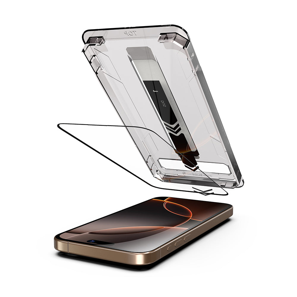 Techsuit TitanGlass Screen Protector for Apple iPhone 17 / 16 Pro, Tempered Glass, Full Glue, Black