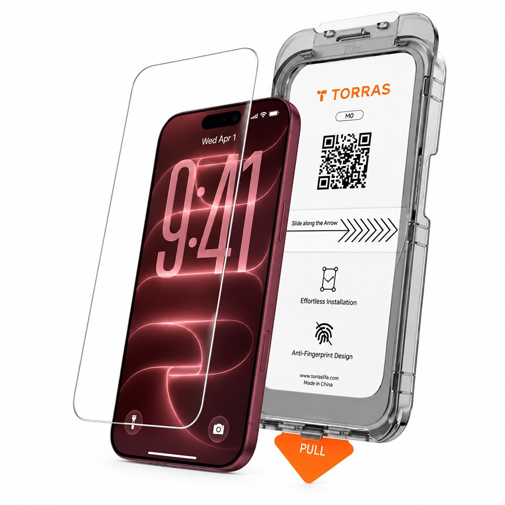 Torras HD Screen Protector Film for Apple iPhone 18 Pro / 17 Pro, Tempered Glass, Full Glue