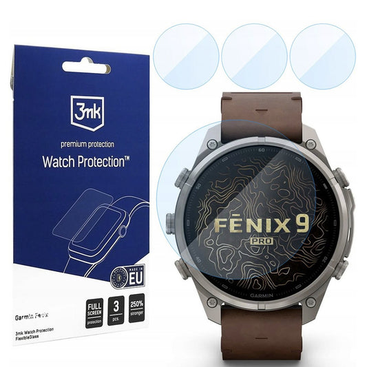 3MK FlexibleGlass Screen Protector for Garmin Fenix 9 Pro 47mm, Flexible Glass, 3-Piece Set