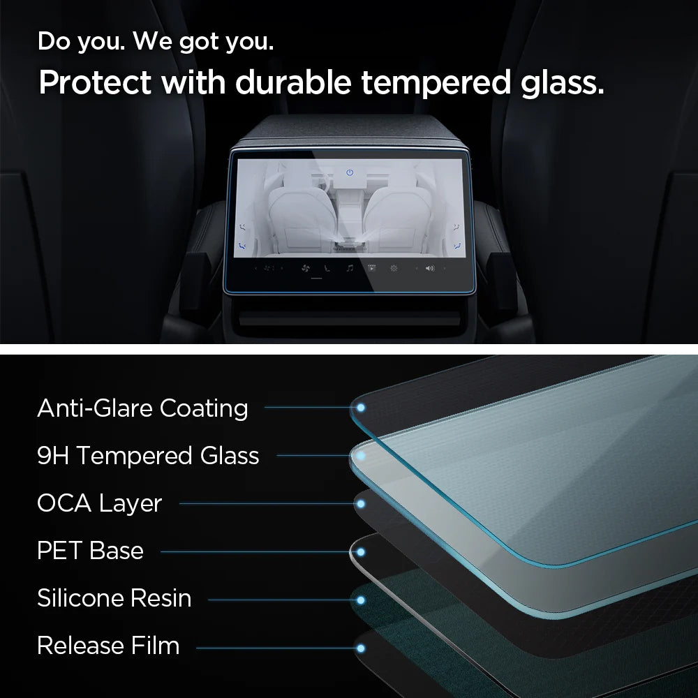 Spigen GlastR Slim Anti-Glare Screen Protector for Tesla Y Navigation (2026 / 2025) / 3 (2026 / 2025 / 2024), Tempered Glass AGL07586
