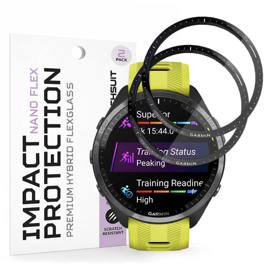 Techsuit Nano Flex Protection Film for Garmin Forerunner 965, Set of 2 pieces, Plastic, Black