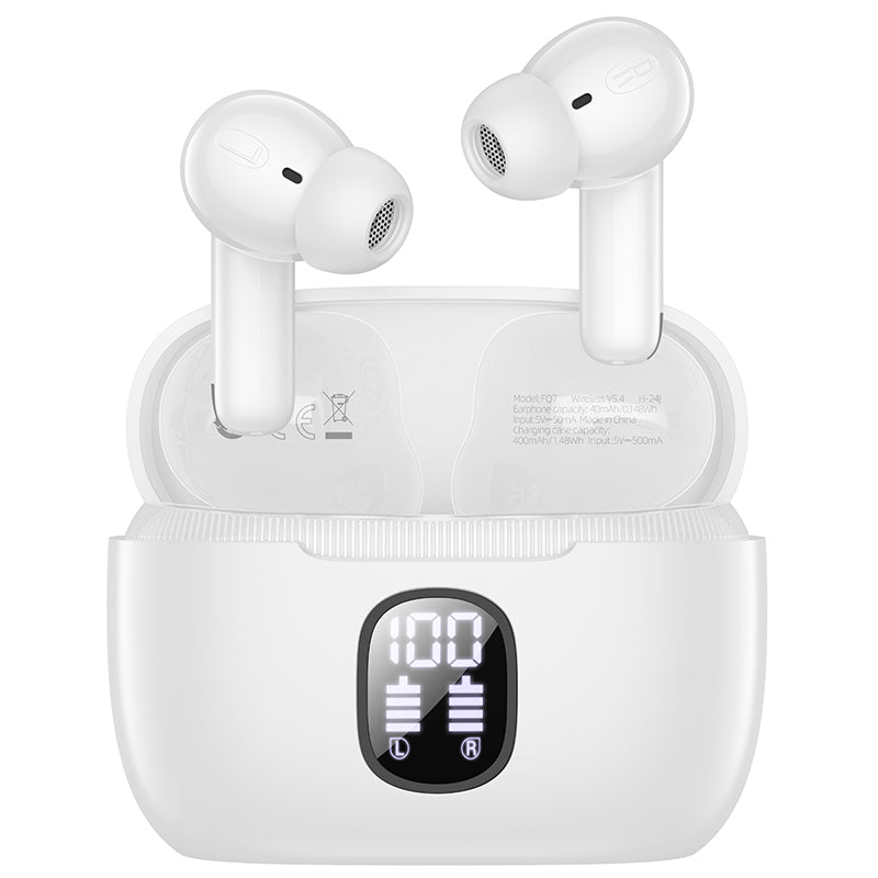 Handsfree Bluetooth Borofone FQ7 Treasure, TWS, ANC, MultiPoint, White