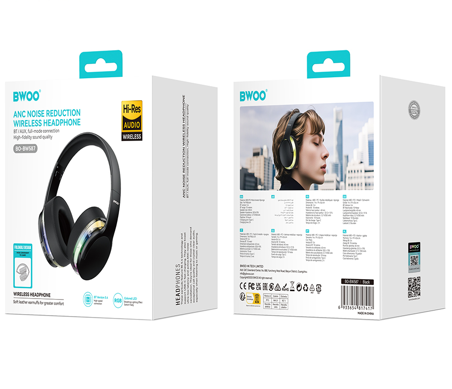 Bluetooth Handsfree BWOO BO-BW587, A2DP, ANC, Black
