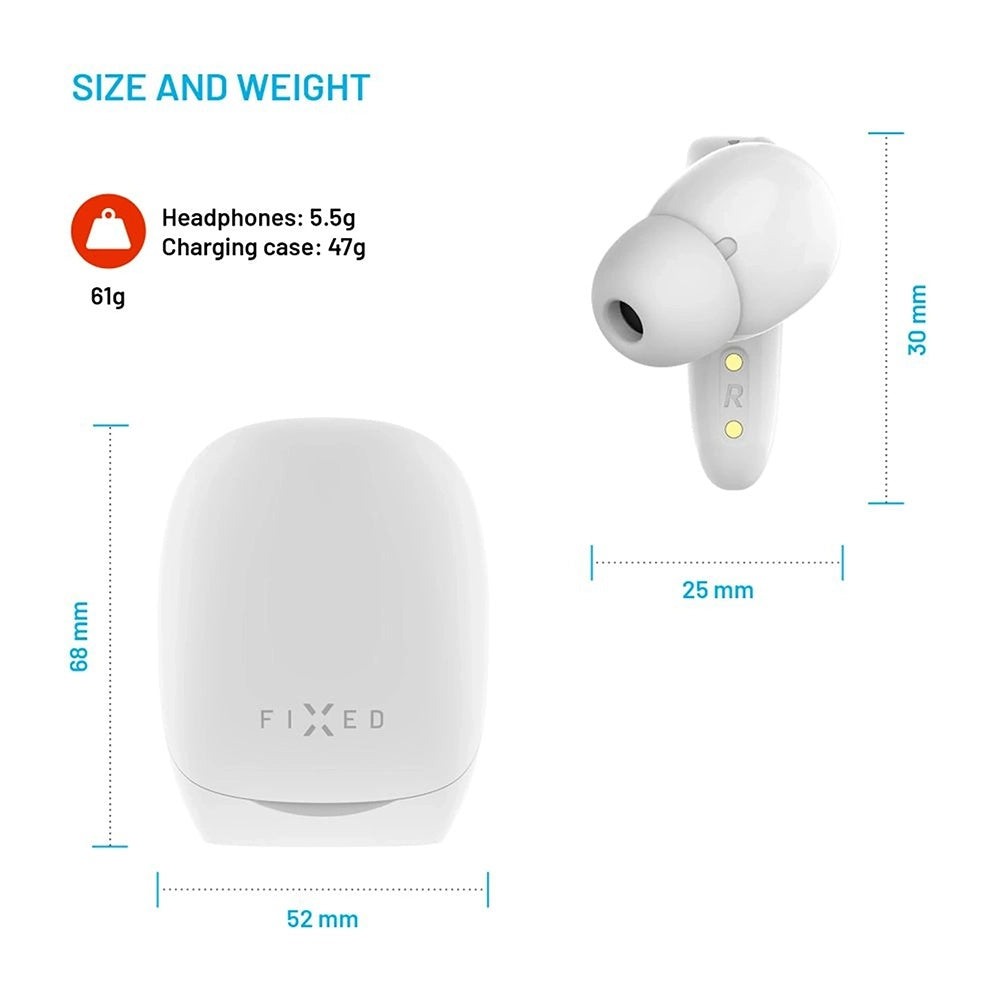 Handsfree Bluetooth Fixed Pods, TWS, White
