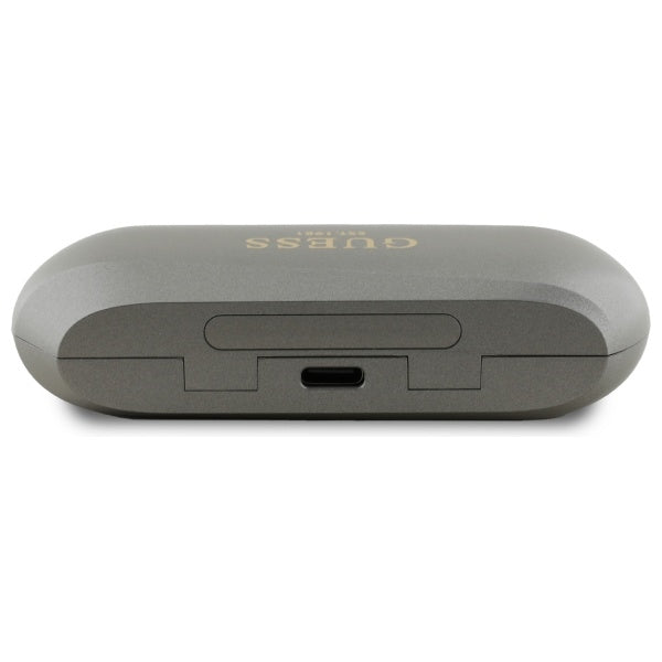 Handsfree Bluetooth Guess Elongated Metallic Printed Logo, TWS, Grey