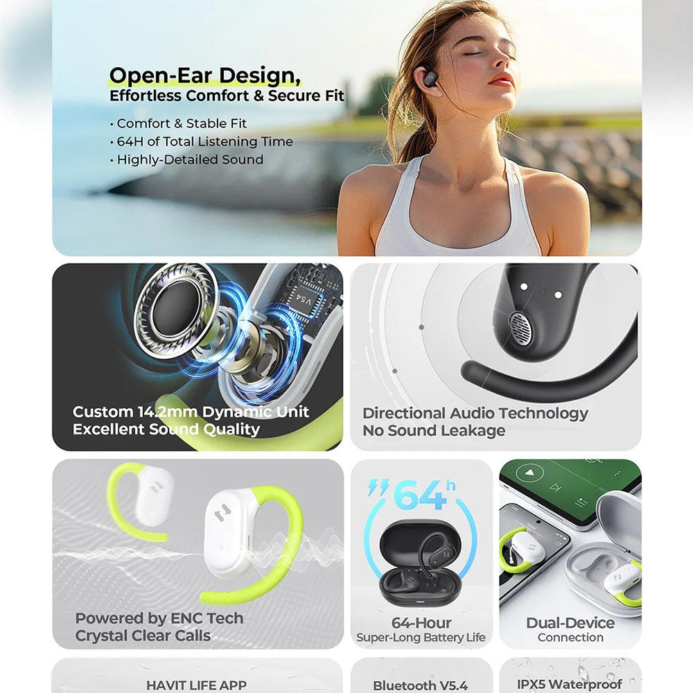 HAVIT OWS915 Bluetooth Handsfree, TWS, Gray