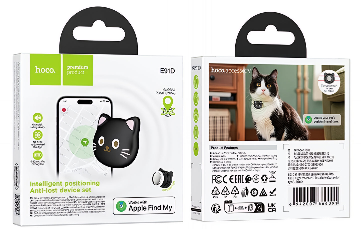 HOCO SmartTag E91D Cat for iOS Series, Black