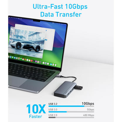 Anker USB-C Hub, 1 x USB-A 3.2 - 3 x USB-A - 1 x USB-C - 2 x HDMI, Gray A83740A2