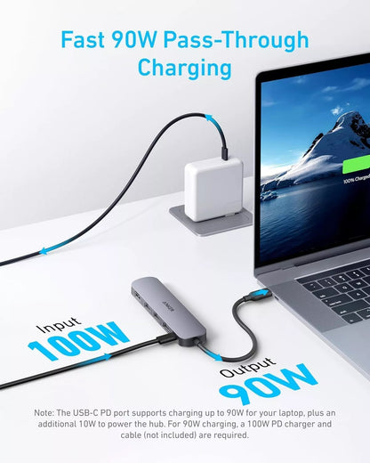Anker USB-C Hub, 2 x USB-A - 1 x USB-A 3.0 - 1 x USB-C - 1 x HDMI, Gray A8357HA0