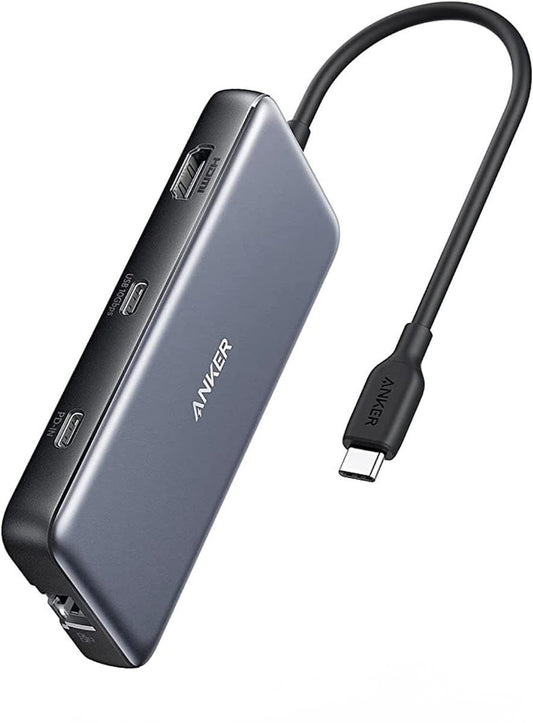 Anker 555 USB-C Hub, 2 x USB-A 3.2 - 2 x USB-C - 1 x HDMI - 1 x RJ45 - 1 x SD - 1 x microSD, Gray A83830A2
