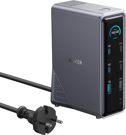 Anker Prime 737 Multifunctional Hub, 2 x USB-A 3.0 - 3 x USB-A - 5 x USB-C - 2 x HDMI - 1 x 3.5mm Jack - 1 x RJ45, Black A83B63A1
