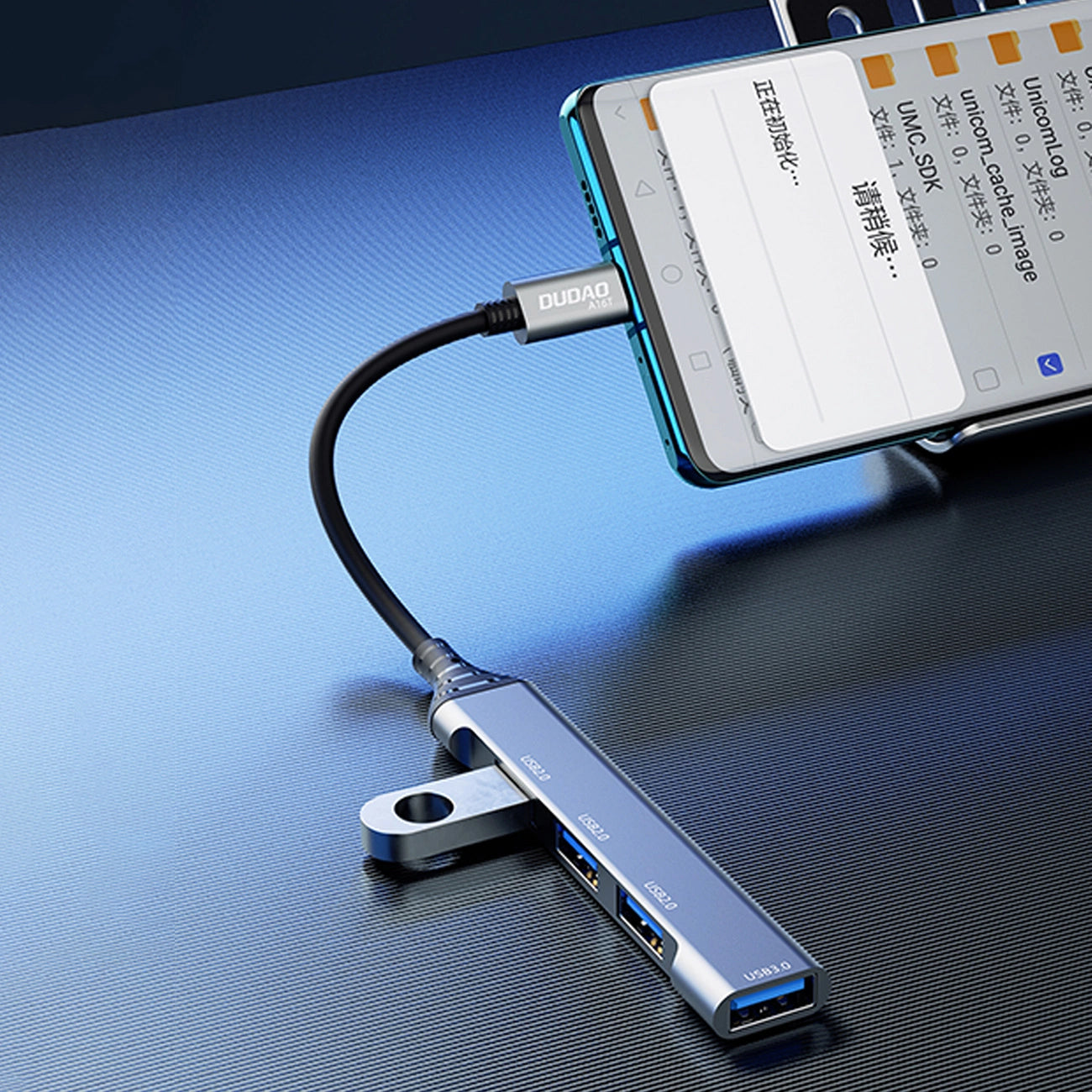 Dudao A16T USB-C Hub, 1 x USB-A 3.0 - 3 x USB-A, Black