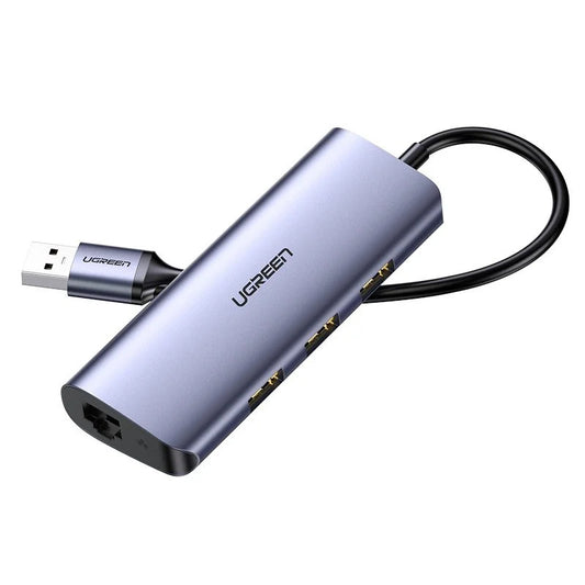UGREEN CM252 USB-C Hub, 3 x USB-A 3.0 - 1 x USB-C - RJ45, Grey