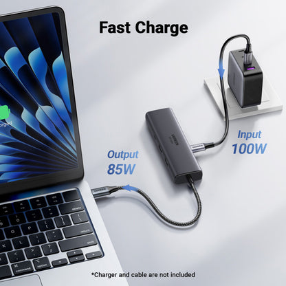 UGREEN CM512 USB-C Hub (45000), 2 x USB-A 3.2 - 2 x USB-C - 1 X HDMI - 1 x RJ45, Gray