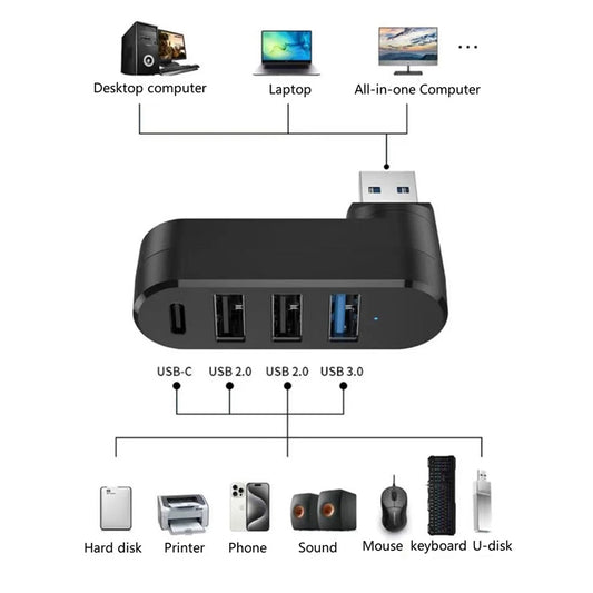 Techsuit H17 SplitterNode USB Hub, 4in1, Black