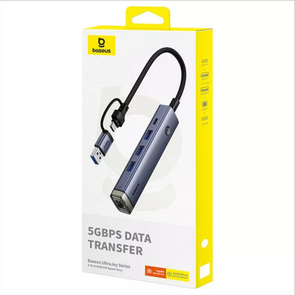 Baseus UltraJoy USB / USB-C Hub, 3 x USB-A 3.0 - 1 x USB-C - 1 x RJ45, Gray B0005280B811-14