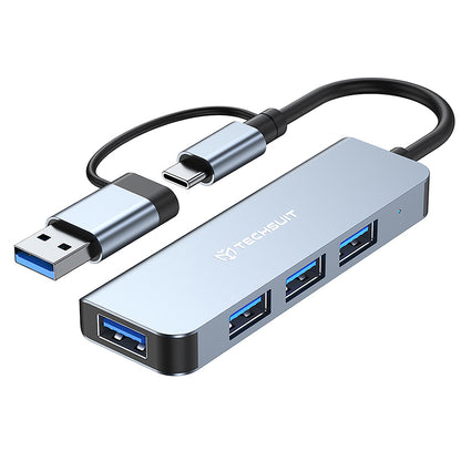 USB / USB-C Techsuit H8 DataBridge Hub, 4in1, Gray