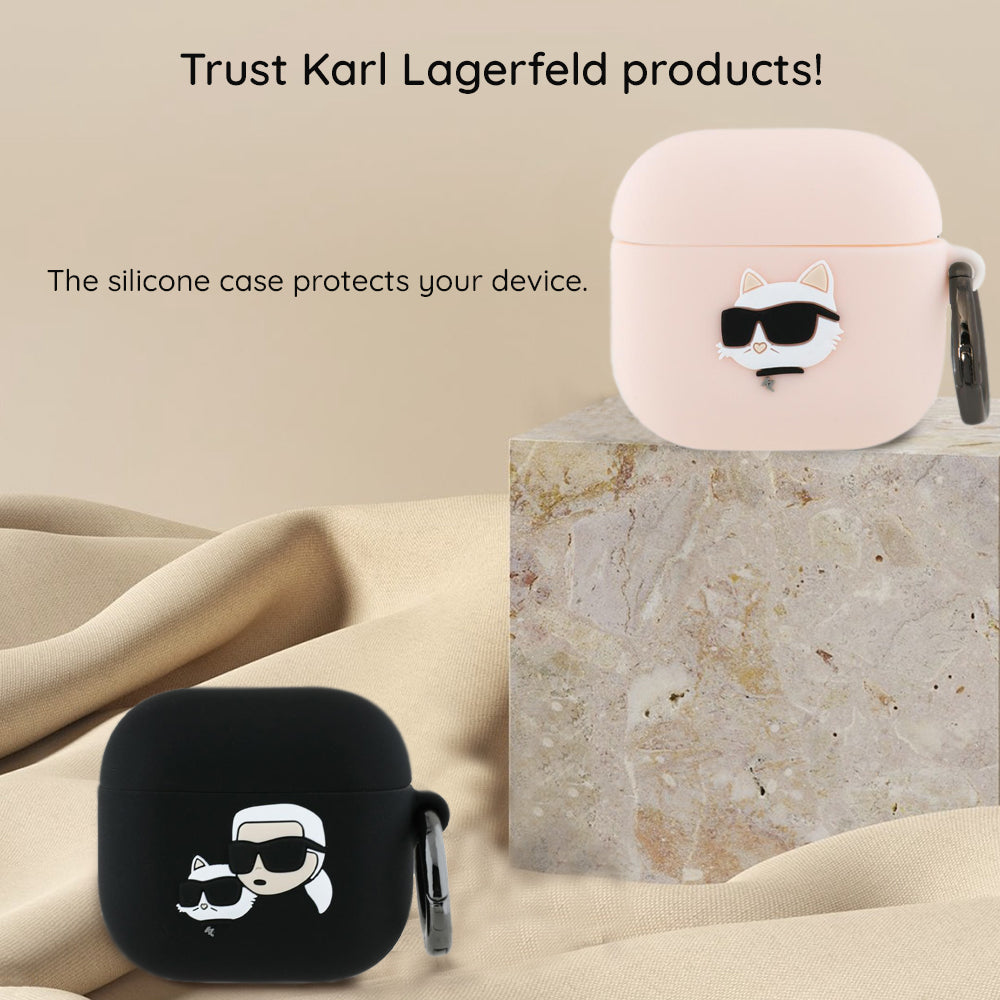 Karl Lagerfeld 3D Karl & Choupette's Heads Case for Apple AirPods 4, Black