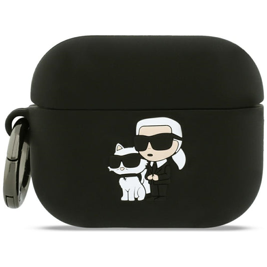 Karl Lagerfeld Silicone Karl & Choupette 3D Case for Apple AirPods Pro 3, Black