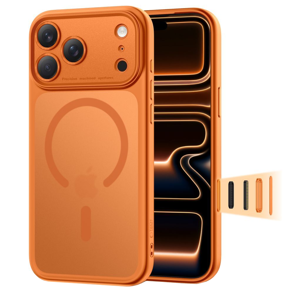 MagSafe Case for Apple iPhone 17 Pro, Tech-Protect, MagPeak, Matte Orange