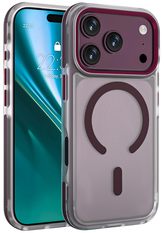 MagSafe Case for Apple iPhone 18 Pro / 17 Pro, Etteri, Icy Mag, Burgundy