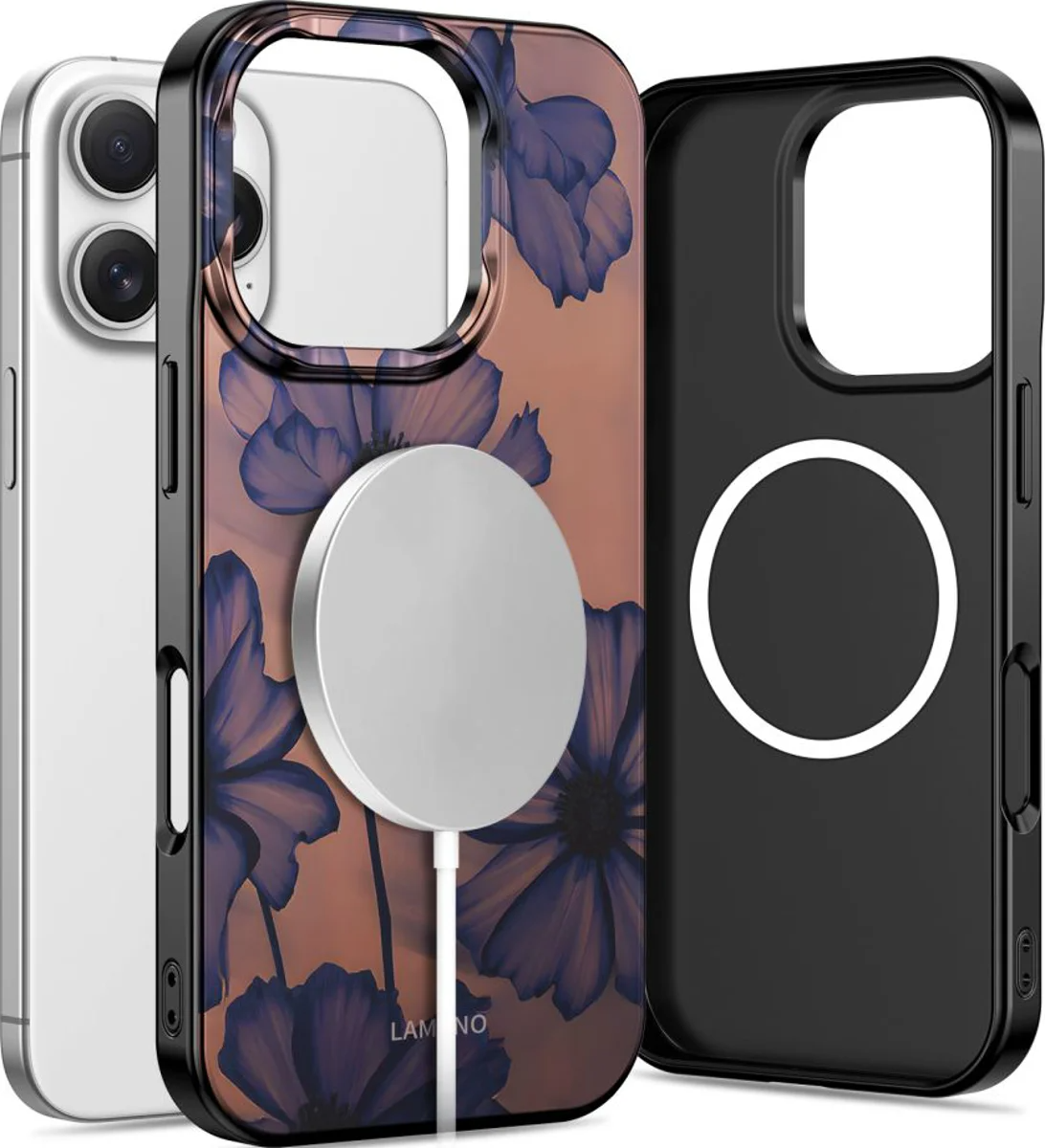 MagSafe Case for Apple iPhone 16 Pro Max, Tech-Protect, Lamano Velvet Night, Black