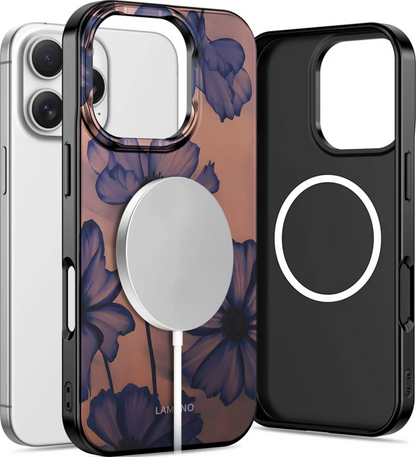 MagSafe Case for Apple iPhone 16 Pro Max, Tech-Protect, Lamano Velvet Night, Black